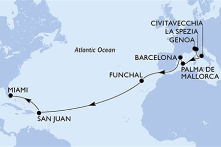 MSC Grandiosa - Itálie, Španělsko, Portugalsko, Portoriko, USA (z Janova)