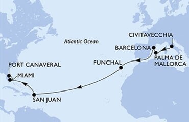 MSC Grandiosa - Itálie, Španělsko, Portugalsko, Portoriko, USA (z Civitavecchie)
