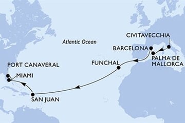 MSC GRANDIOSA - Olaszország, Spanyolország, Portúgalia, Puerto Rico, Amerikai Egyesült Államok (a Civitavecchia-ből)