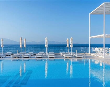 Hotel Dimitra Beach Hotel & Suites: fotografie vybavení exteriérů a interiérů ubytování.