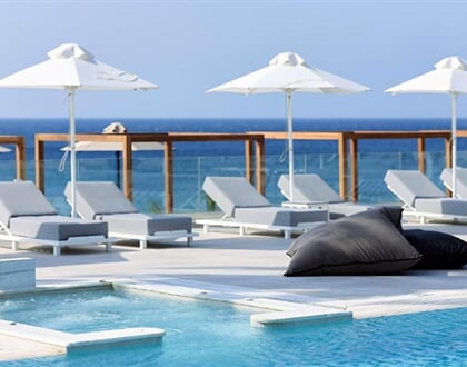 Hotel Dimitra Beach Hotel & Suites: fotografie vybavení exteriérů a interiérů ubytování.