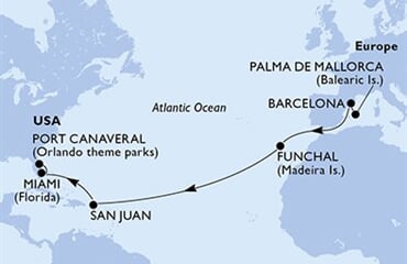 MSC Grandiosa - Španělsko, Portugalsko, Portoriko, USA (Palma de Mallorca)