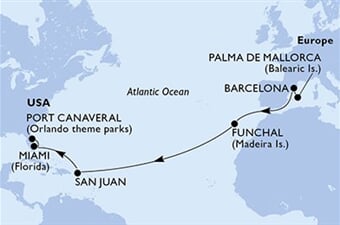 MSC Grandiosa - Španělsko, Portugalsko, Portoriko, USA (Palma de Mallorca)