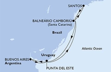 MSC Preziosa - Argentina, Uruguay, Brazílie (Buenos Aires)