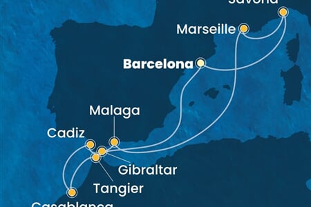 Costa Diadema - Španělsko, Maroko, Velká Británie, Francie, Itálie (z Barcelony)