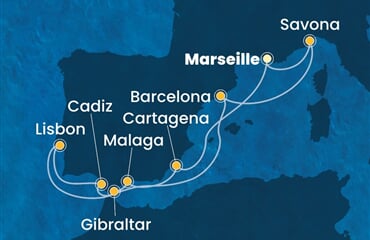 Costa Diadema - Francie, Itálie, Španělsko, Portugalsko, Velká Británie (z Marseille)