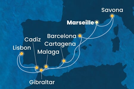 Costa Diadema - Francie, Itálie, Španělsko, Portugalsko, Velká Británie (z Marseille)