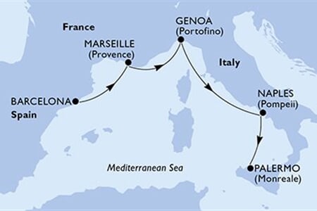 MSC EURIBIA - Španělsko, Francie, Itálie (z Barcelony)