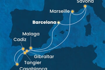 Costa Favolosa - Španělsko, Itálie, Francie, Velká Británie, Maroko (z Barcelony)