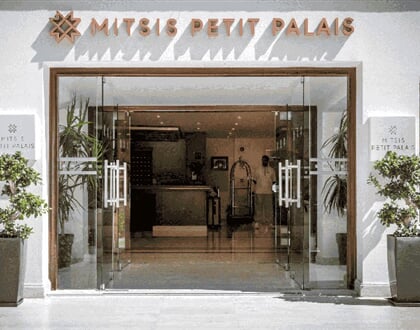 Hotel Mitsis Petit Palais: fotografie vybavení exteriérů a interiérů ubytování.