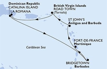 MSC Opera - Dominikán.rep., Barbados, Martinik, Antigua a Barbuda, Panenské o. (britské) (z La Romana)
