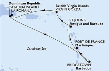 MSC Opera - Dominikán.rep., Barbados, Martinik, Antigua a Barbuda, Panenské o. (britské) (z La Romana)