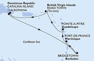 MSC Opera - Dominikán.rep., Barbados, Martinik, Guadeloupe, Panenské o. (britské) (z La Romana)