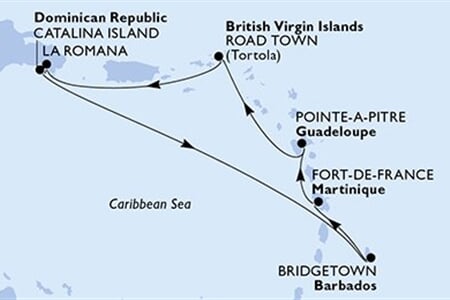 MSC OPERA - Dominikán.rep., Barbados, Martinik, Guadeloupe, Panenské o. (britské) (z La Romana)