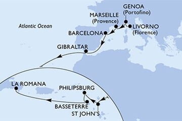 MSC OPERA - Itálie, Francie, Španělsko, Gibraltar, Antigua a Barbuda, ... (Livorno)