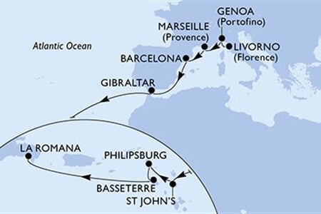 MSC OPERA - Itálie, Francie, Španělsko, Gibraltar, Antigua a Barbuda, ... (Livorno)