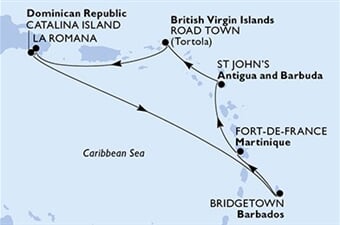 MSC Opera - Dominikán.rep., Barbados, Martinik, Antigua a Barbuda, Panenské o. (britské) (z La Romana)