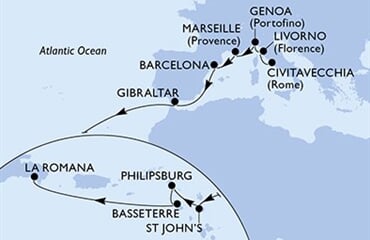 MSC Opera - Itálie, Francie, Španělsko, Gibraltar, Antigua a Barbuda, ... (z Civitavecchie)