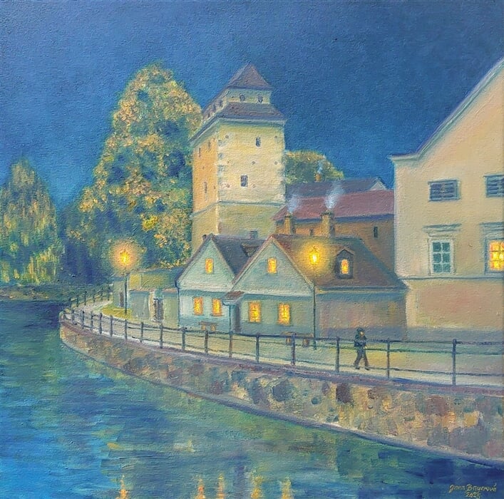 Nocturno u Železné pany, olej na plátně, 80 x 80 cm