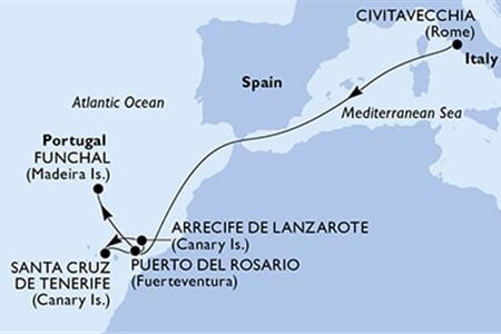 MSC Fantasia - Itálie, Španělsko, Portugalsko (z Civitavecchie)