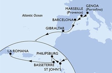 MSC Opera - Itálie, Francie, Španělsko, Gibraltar, Antigua a Barbuda, ... (z Janova)