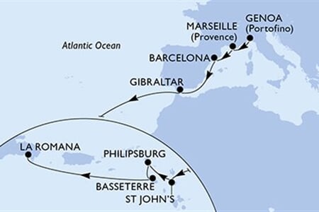 MSC Opera - Itálie, Francie, Španělsko, Gibraltar, Antigua a Barbuda, ... (z Janova)