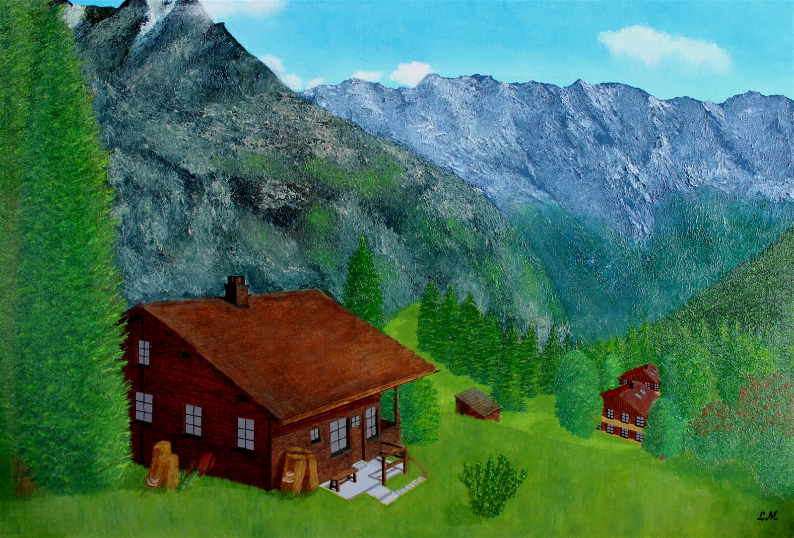 Milan Laštovička: Mürren, horská vesnice ve Švýcarsku, 60 × 90 cm