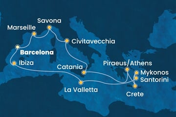 Costa Fascinosa - Španělsko, Francie, Itálie, Řecko, Malta (z Barcelony)