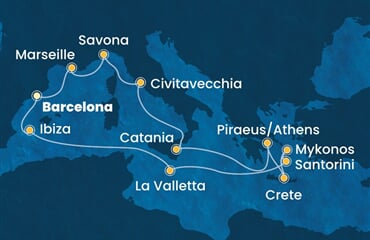 Costa Fascinosa - Španělsko, Francie, Itálie, Řecko, Malta (z Barcelony)