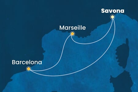 Costa Fascinosa - Itálie, Španělsko, Francie (ze Savony)