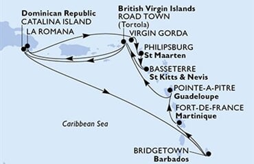 MSC Opera - Barbados, Martinik, Guadeloupe, Panenské o. (britské), Dominikán.rep., ... (Bridgetown)