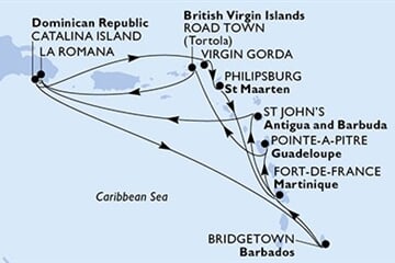 MSC Opera - Barbados, Martinik, Guadeloupe, Panenské o. (britské), Dominikán.rep., ... (Bridgetown)