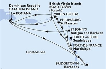 MSC Opera - Barbados, Martinik, Guadeloupe, Panenské o. (britské), Dominikán.rep., ... (Bridgetown)