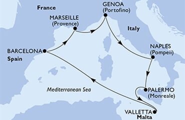 MSC Seaview - Itálie, Malta, Španělsko, Francie (z Janova)