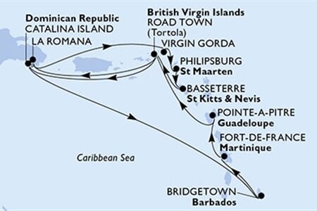 MSC OPERA - Barbados, Martinique, Guadeloupe, Brit Virgin-szigetek, Dominikai Köztársaság, ... (a Bridgetown-ből)