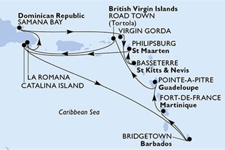 MSC OPERA - Martinique, Guadeloupe, Brit Virgin-szigetek, Dominikai Köztársaság, Saint Kitts és Nevis, ... (a Fort-de-France-ből)