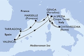 MSC ORCHESTRA - Spanyolország, Olaszország, Franciaország (a Valencia-ből)