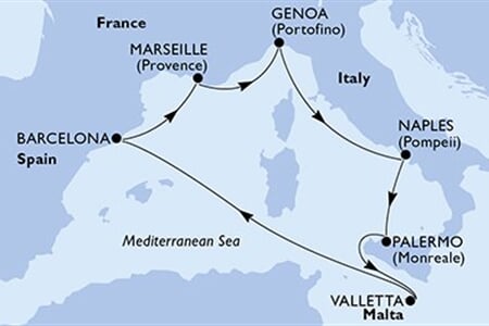 MSC SEAVIEW - Málta, Spanyolország, Franciaország, Olaszország (a Valetta-ből)