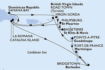 MSC OPERA - Barbados, Martinik, Guadeloupe, Panenské o. (britské), Dominikán.rep., ... (Bridgetown)