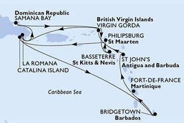 MSC OPERA - Barbados, Martinik, Antigua a Barbuda, Panenské o. (britské), Dominikán.rep., ... (Bridgetown)