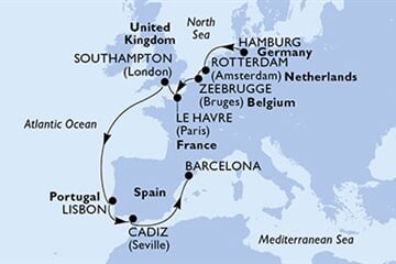 MSC Poesia - Německo, Nizozemí, Belgie, Francie, Velká Británie, ... (Hamburk)