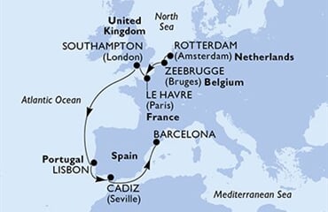 MSC Poesia - Nizozemí, Belgie, Francie, Velká Británie, Portugalsko, ... (Rotterdam)