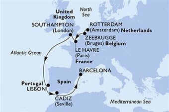 MSC Poesia - Nizozemí, Belgie, Francie, Velká Británie, Portugalsko, ... (Rotterdam)