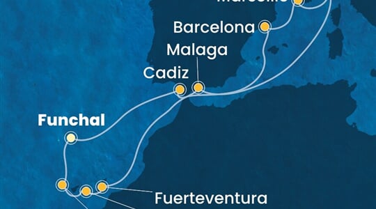 Costa Fortuna - Portugalsko, Španělsko, Francie, Itálie (Funchal)