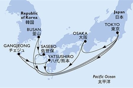 MSC BELLISSIMA - Japán, Dél-Korea (a Tokió-ből)