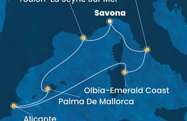Costa Pacifica - Itálie, Francie, Španělsko (ze Savony)