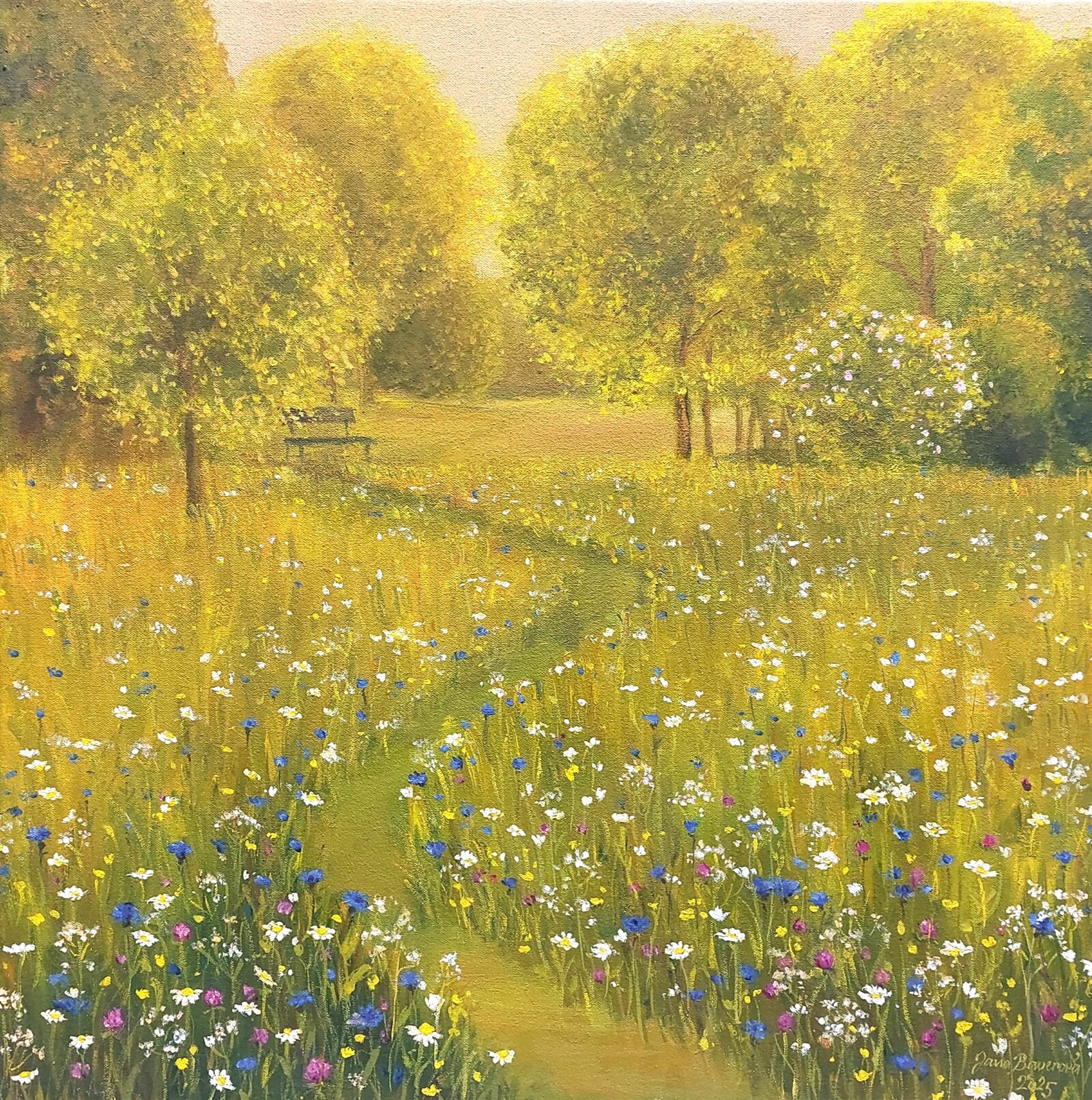 Jana Bayerová: Louka III, 60 × 60 cm