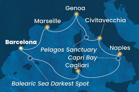 Costa Smeralda - Španělsko, Itálie, Francie (z Barcelony)