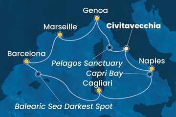 Costa Smeralda - Itálie, Francie, Španělsko (z Civitavecchie)