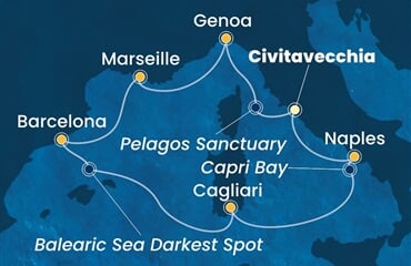 Costa Smeralda - Itálie, Francie, Španělsko (z Civitavecchie)